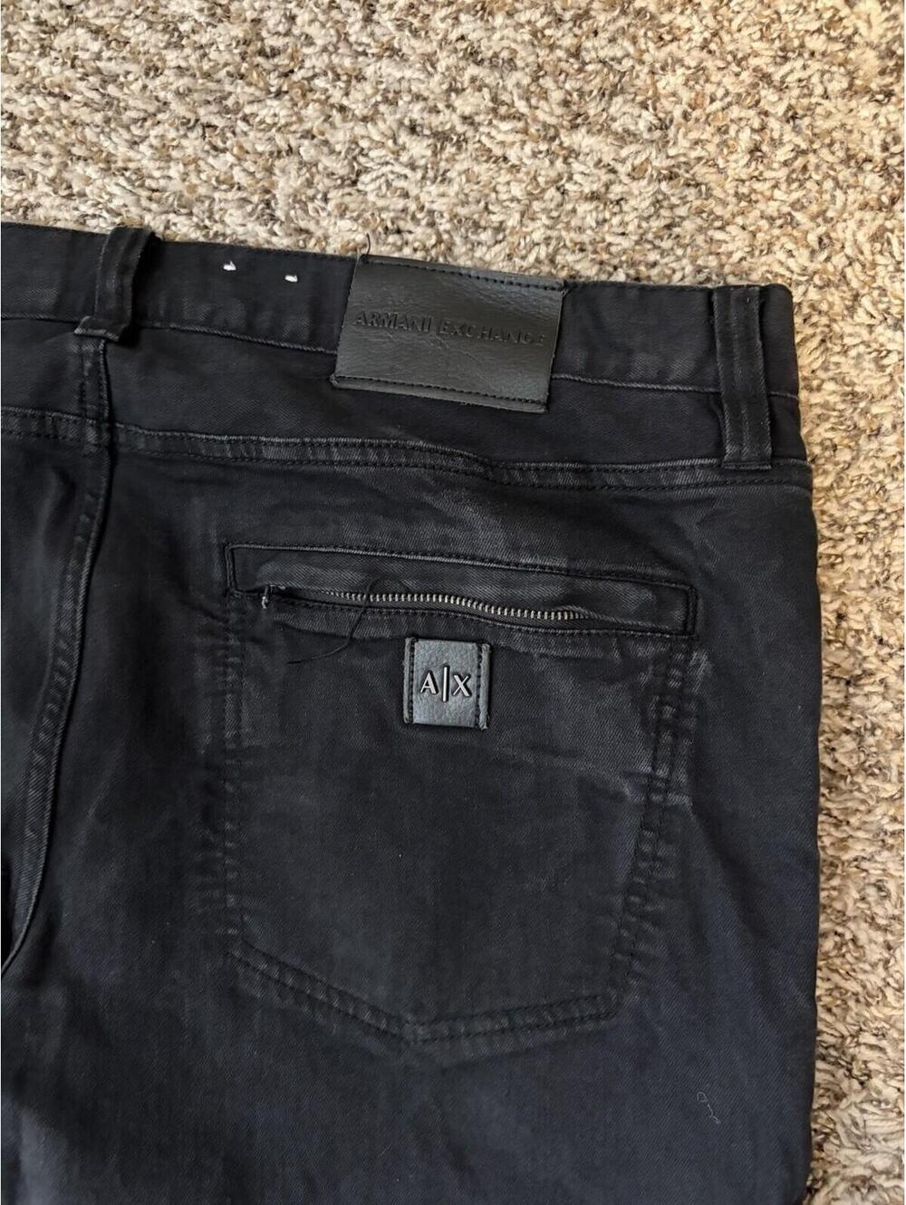 Armani Exchange Men’s Jeans J27 Skinny Biker Black Distressed Moto Size 40x32 - Picture 11 of 13